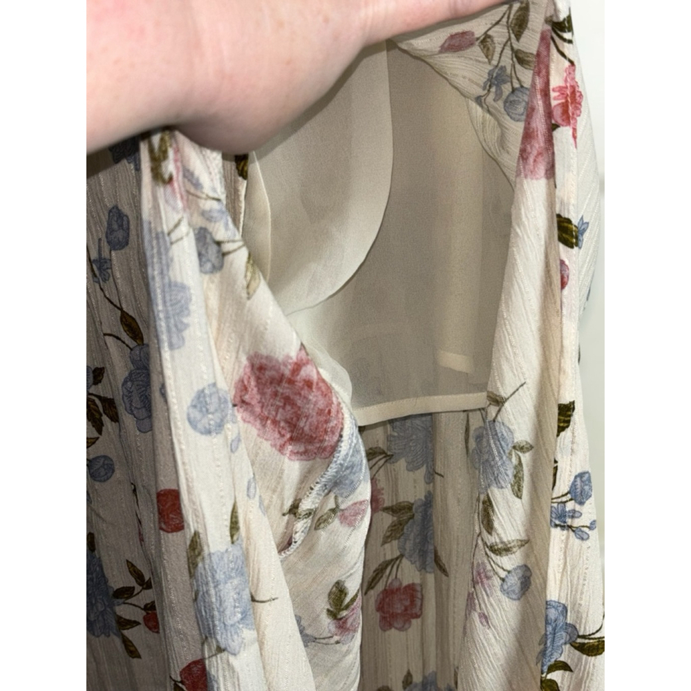 American Eagle Outfitters Women's Size 2 Ivory Floral V-Neck Adjustable Jumpsuit - Picture 11 of 16
